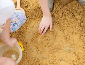 Children digging for fossils at Dino Dig